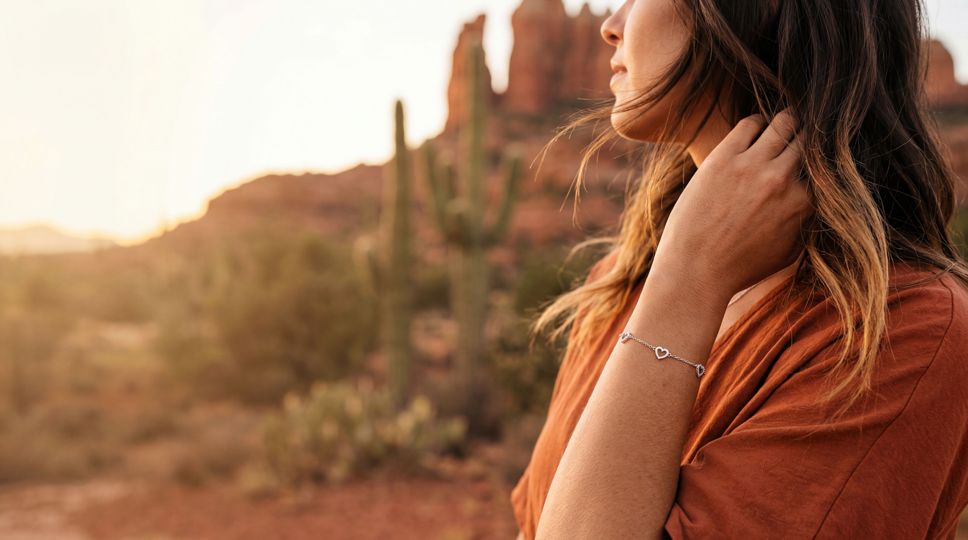 Adrienne Lee Sparkle Heart Bracelet on the wrist
